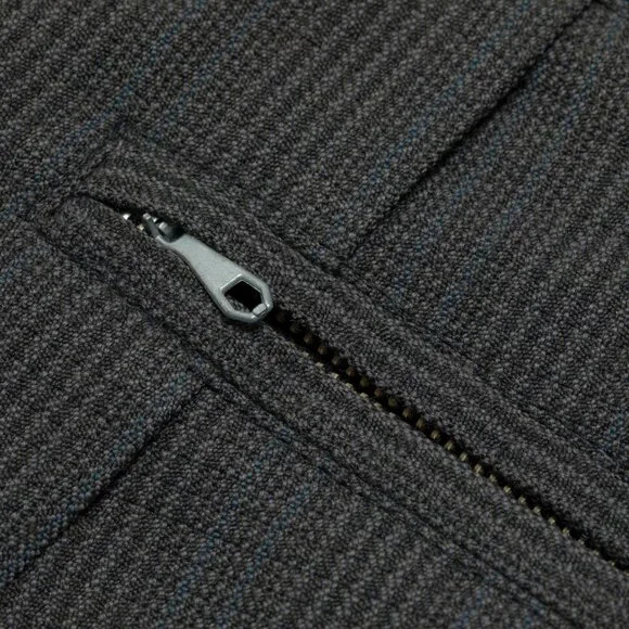 Sundazed (Germany) 70s, Sculptural Volume, High-Twist Wool, Blue Pinstripe